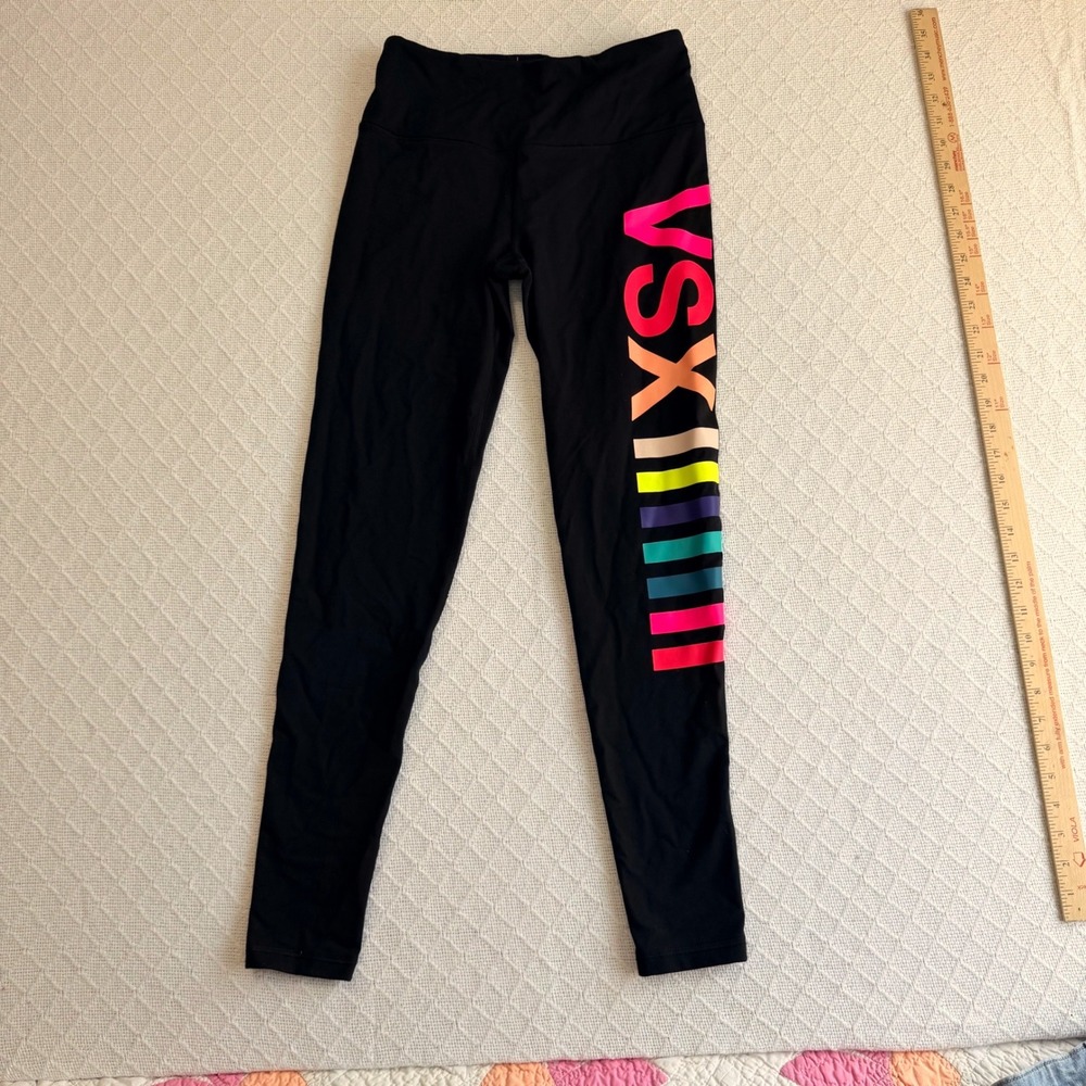 Victoria's Secret VSX Sport Knockout Tight Black Rainbow Logo Leggings Small S/P